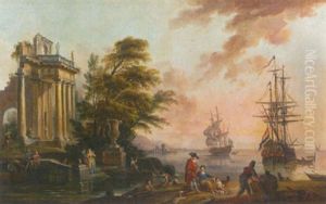 Vue D'un Port Mediterraneen by Jean Baptiste Lallemand