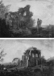 Vue De Ruines Antiques Avec L'hercule Farnese