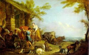 Familia Campesina Rodeada De Sus Animales by Jean Baptiste Lallemand