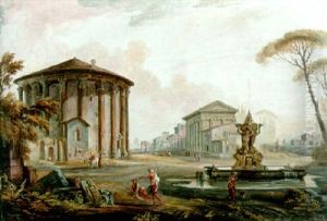 A Capriccio With The Temple Of Cybel On Piazza Della Bocca Della Verita And Other Buildings In The Background by Jean Baptiste Lallemand