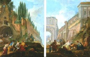Le Repos Des Bergers Pres Des Ruines D'un Palais Et Pres De Ruines Antiques by Jean Baptiste Lallemand