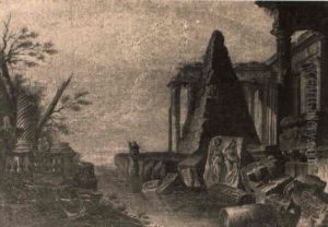 Ruines Antiques Animees De Personnages by Jean Baptiste Lallemand