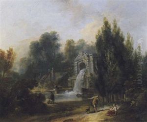 Couples Pres D'une Fontaine by Jean Baptiste Lallemand
