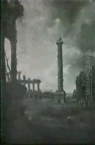 A Capriccio Of The Colosseum, Trajan's Column, The Pyramid Of Caius Cestius And The Arch Of Constantine by Jean Baptiste Lallemand