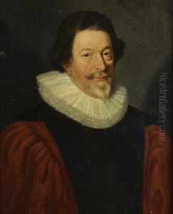 Portrait D'un Magistrat A La Collerette En Robe Rouge by Georges Lallemant