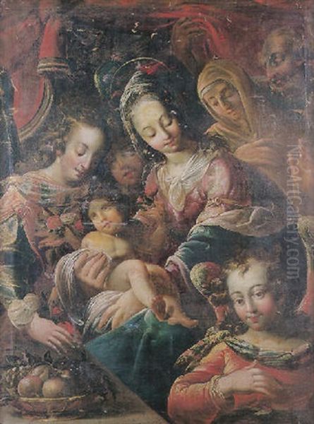 La Sainte Famille Et Saint Anne Entouree D'anges - view 1