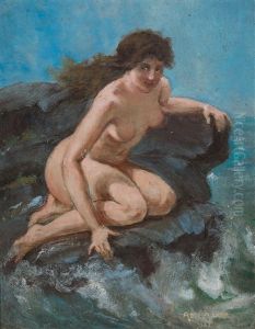 Badende An Felsiger Kuste by Adolphe Lalire LaLyre