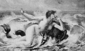 Naiade Et Dauphins Dans La Vague