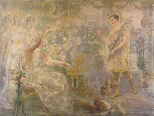 Saint Cecily And Saint Valerian by Adolphe Lalire LaLyre