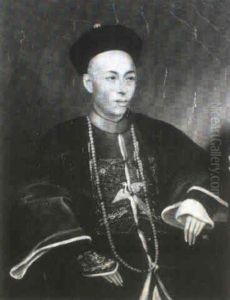 A Portrait Of A Chinese Gentlemen, Seated Half Length A Portrait Of A Chinese Gentlemen, Seated Half Length