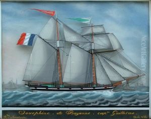Le Brick "josephine" De Bayonne Capt Guillerme by Alexandre Lamartiniere