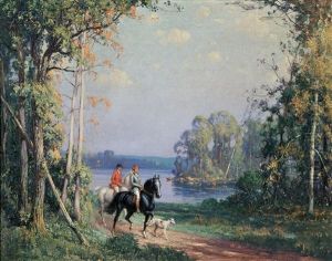 Two Women Equestrians In A Landscape Two Women Equestrians In A Landscape