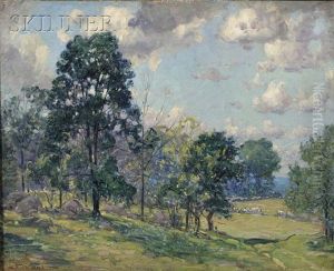 Landscape With Sheep At Pasture by Frederick Mortimer Lamb