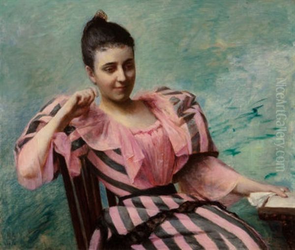 Lady In Striped Dress, 1892 - view 1