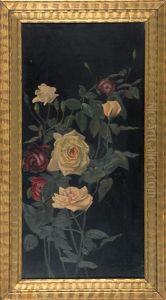 Still Life Of Red And White Roses by George Cochran Lambdin
