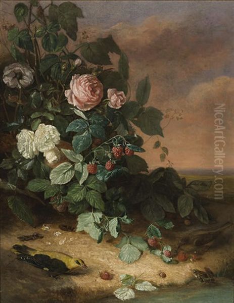 Still Life With Flowers, Berries And Wildlife - view 1