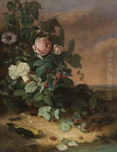 Still Life With Flowers, Berries And Wildlife