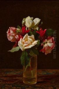Still Life With Roses And Fuschia by George Cochran Lambdin