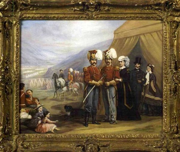 Governor Winthrop And His Wife With Boston Lancers At A Civil War Encampment - view 1