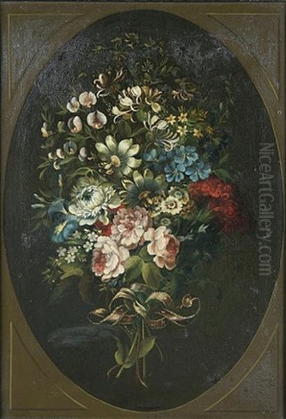 A Ribbon Tied Bouquet Of Flowers - view 1
