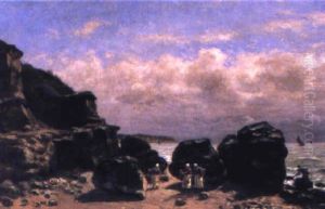 Bretonische Kustenlandschaft Mit Muschelsucherinnen by Antoine Eugene Lambert
