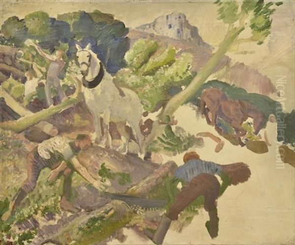 Men Cutting Trees Sketch - view 1