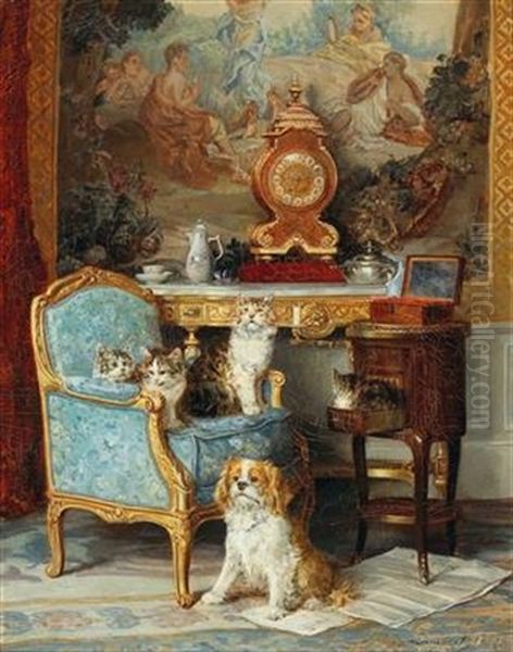 Family Of Cats And A Dog In The Salon - view 1