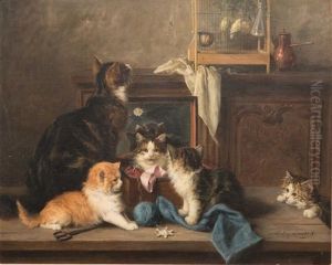 Cats Playing by Louis Eugene Lambert