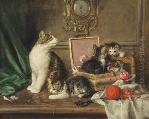 Mischief In The Sowing Box by Louis Eugene Lambert