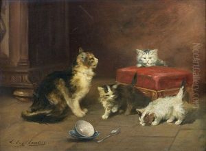 Chatte Et Ses Chatons by Louis Eugene Lambert