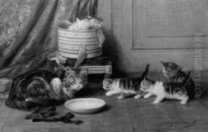 Chatte Et Ses Chatons by Louis Eugene Lambert