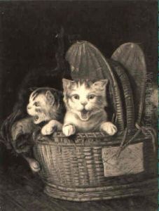 Kittens In A Basket by Louis Eugene Lambert