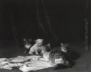 Chatte Et Ses Chatons by Louis Eugene Lambert