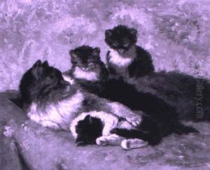 Katzenmutter Mit Ihren Jungen by Louis Eugene Lambert