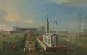 A View Of Fort William, Calcutta, Seen From The East, With The Church Of Saint Anne And The Governor And His Guard by George Lambert