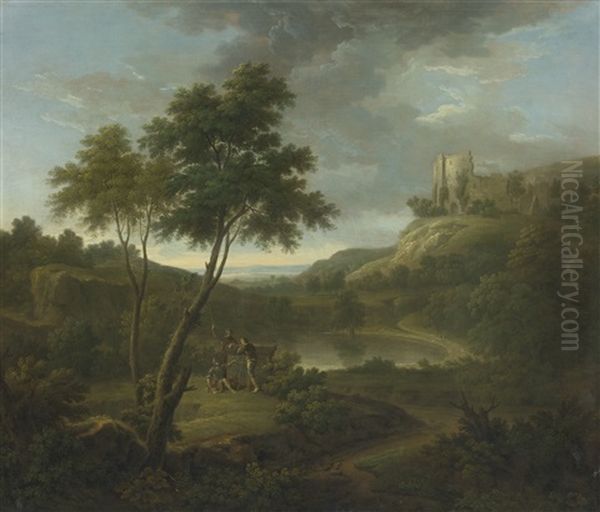 Capriccio With A Classical Sarcophogus And Possibly Beeston Castle, Chesire - view 1