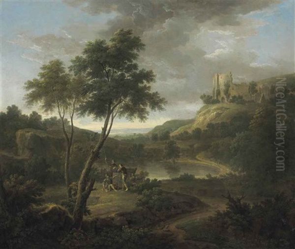 Capriccio With Classical Sarcophagus And (?) Beeston Castle, Cheshire - view 1
