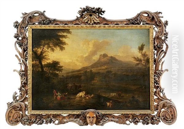 Drovers And Cattle In An Extensive Landscape - view 1