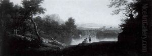 Landscape With Shepherds And Their Flocks by George Lambert