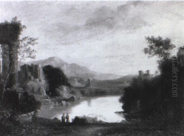 An Extensive Lake Landscape With Ruins - view 1