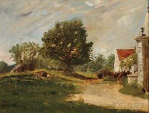 Outside The Village Gate by Emile Charles Lambinet