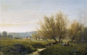 Bachlandschaft Mit Hirten Und Kuhen