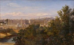 La Place De La Concorde Avec L'hotel De La Marine Sur La Droite by Emile Charles Lambinet