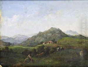Paysage De Montagne Avec Troupeau Paysage De Montagne Avec Troupeau