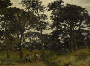 Bauernfamilie Auf Dem Waldweg by Emile Charles Lambinet