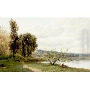Path Beside A Pond by Emile Charles Lambinet