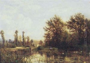 Paysage Au Bord De La Riviere by Emile Charles Lambinet