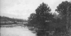 A River Landscape by Emile Charles Lambinet