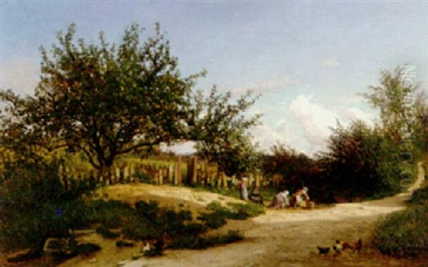 Washerwomen By A Stream, Barbizon - view 1
