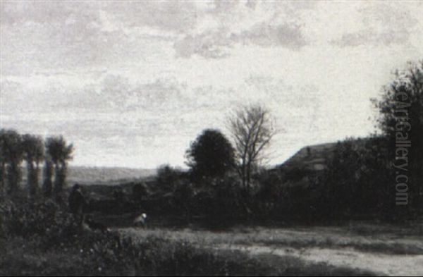 Figures Along A Riverbank - view 1